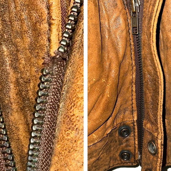 SOLD 💕Vintage Rage Distressed Leather Bomber Jacket - Picture 12 of 13